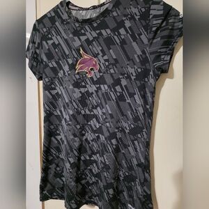 Texas State University Adidas Women's Black & Gray Geometric Athletic Tee, XS